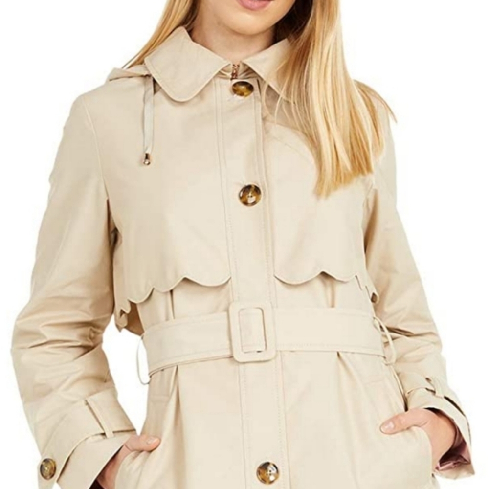 NWT KATE SPADE| Scalloped Belted Rain Trench Coat - Picture 6 of 8